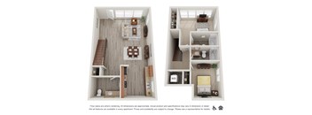 Koi Apartments in Ballard, Washington 2x2.5 Loft Floor Plan