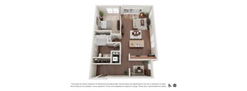 Koi Apartments in Ballard, Washington 1x1 Den B MFTE Floor Plan