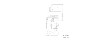 A floor plan of a loft apartment in L1 Reno TN.