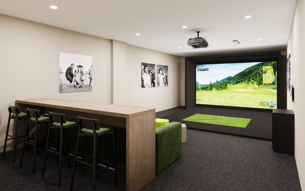 Adara SeaTac Apartments Virtual Golf Room with Seating