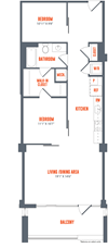 Legacy West End AD8 One Bedroom One Bathroom Floor Plan