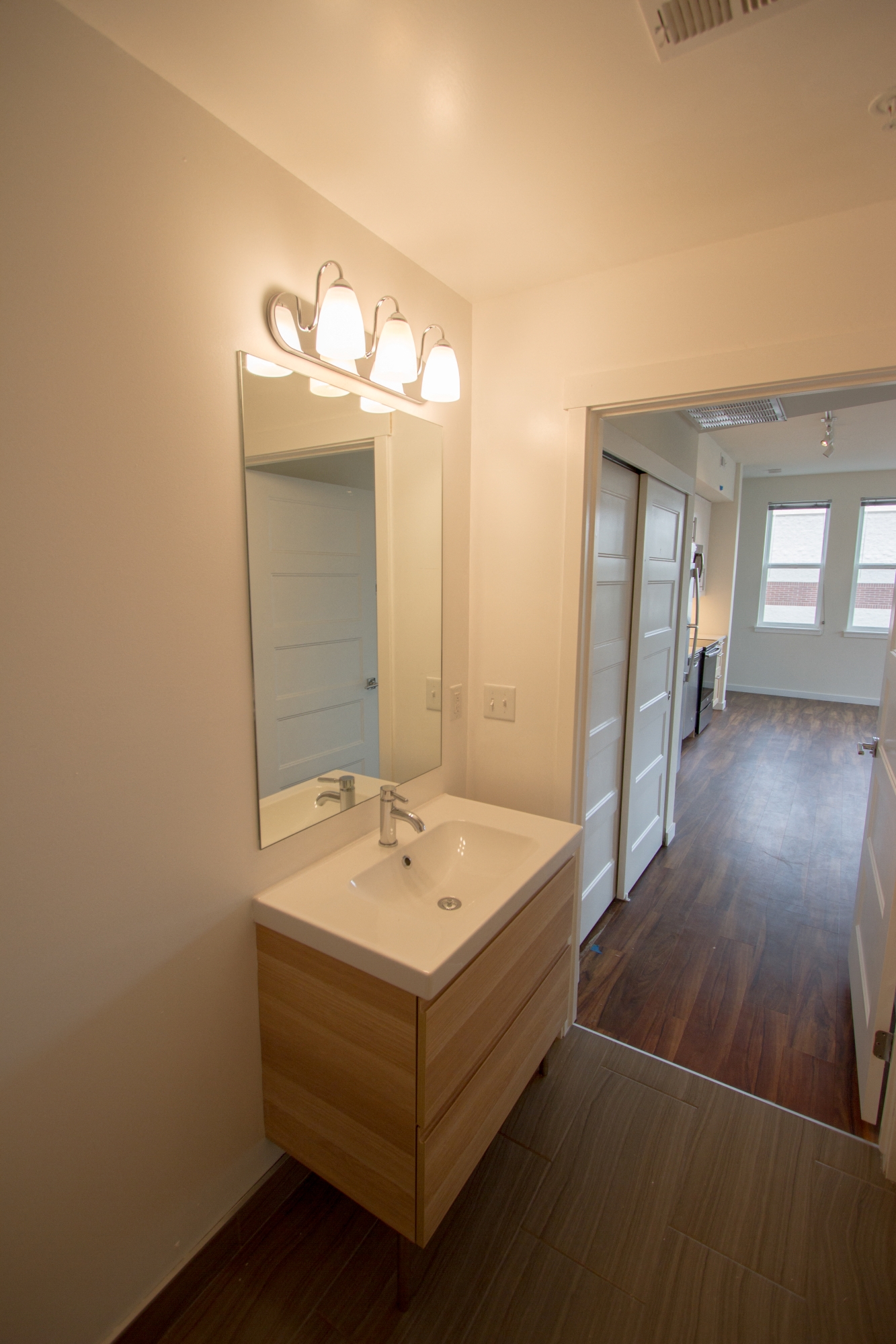 201Lofts Apartments Bathroom Sink and Entryway