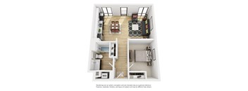 LL Hawkins 1 Bed 1 Bath D Floor Plan