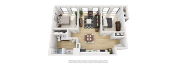 LL Hawkins Apartments in Portland, Oregon 2x2 E Floor Plan