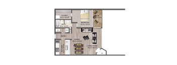 1 Bedroom 1 Bathroom Floor Plan at Lake Tower, Coeur d'Alene Idaho