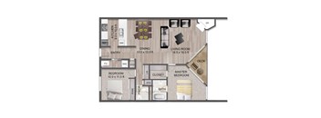 2 Bed 1.5 Bath Floor Plan at Lake Tower, Coeur d'Alene