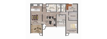 2 Bedroom 2 Bathroom Floor Plan at Lake Tower, Coeur d'Alene, 83814