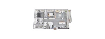 L 2Bed 2Bath Floor Plan at Rendezvous Urban Flats, Tucson, AZ, 85701