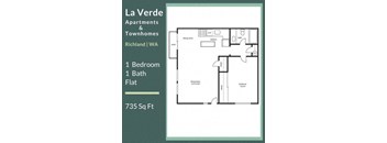 La Verde Apartments One Bedroom One Bathroom Floor Plan