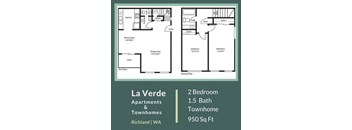 La Verde Apartments Two Bedroom One and a Half Bathrooms Floor Plan