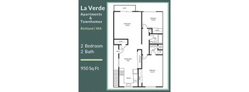 La Verde Apartments Two Bedroom Two Bathroom Floor Plan