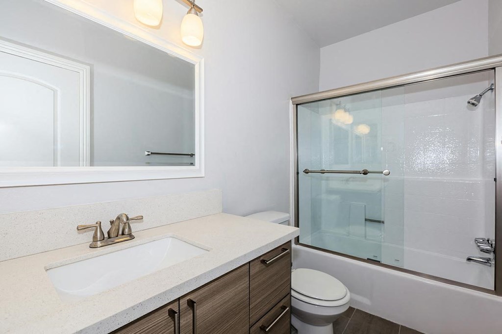 a bathroom with a sink toilet and a shower