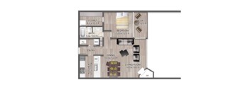 One Bedroom Floor Plan at Lake Tower, Idaho