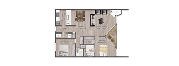 Two Bedroom Floor Plan at Lake Tower, Idaho, 83814