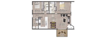 2 Bed 2 Bath Floor Plan at Lake Tower, Coeur d'Alene, ID 83814