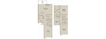 A floor plan of a house with a living room, dining room, kitchen, and three bedrooms.