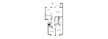 A floor plan of 2x2 C with a living room, dining room, kitchen, two bathrooms, and two bedrooms.