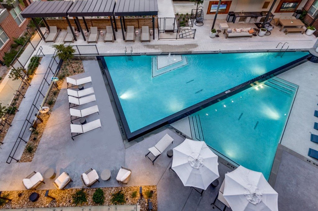 Aerial View of Pool at Lenox Cooper Apartments in Arlington, Texas