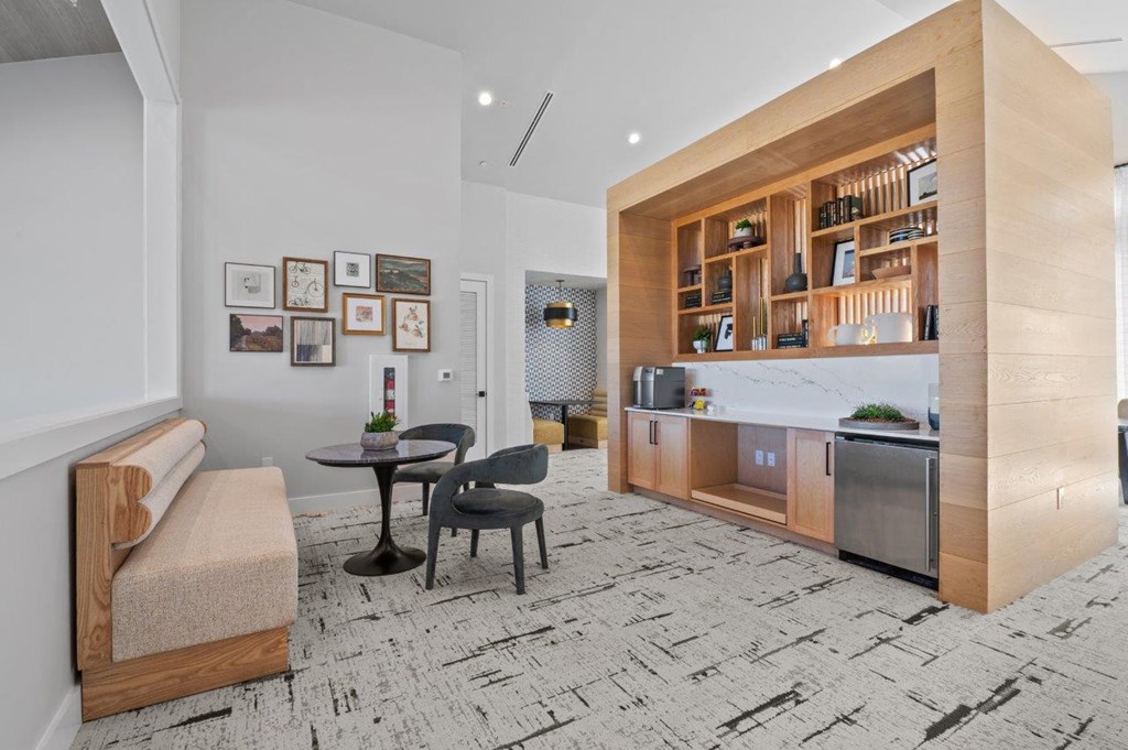 Clubhouse with Coffee and Seating at Lenox Grand, Austin, TX