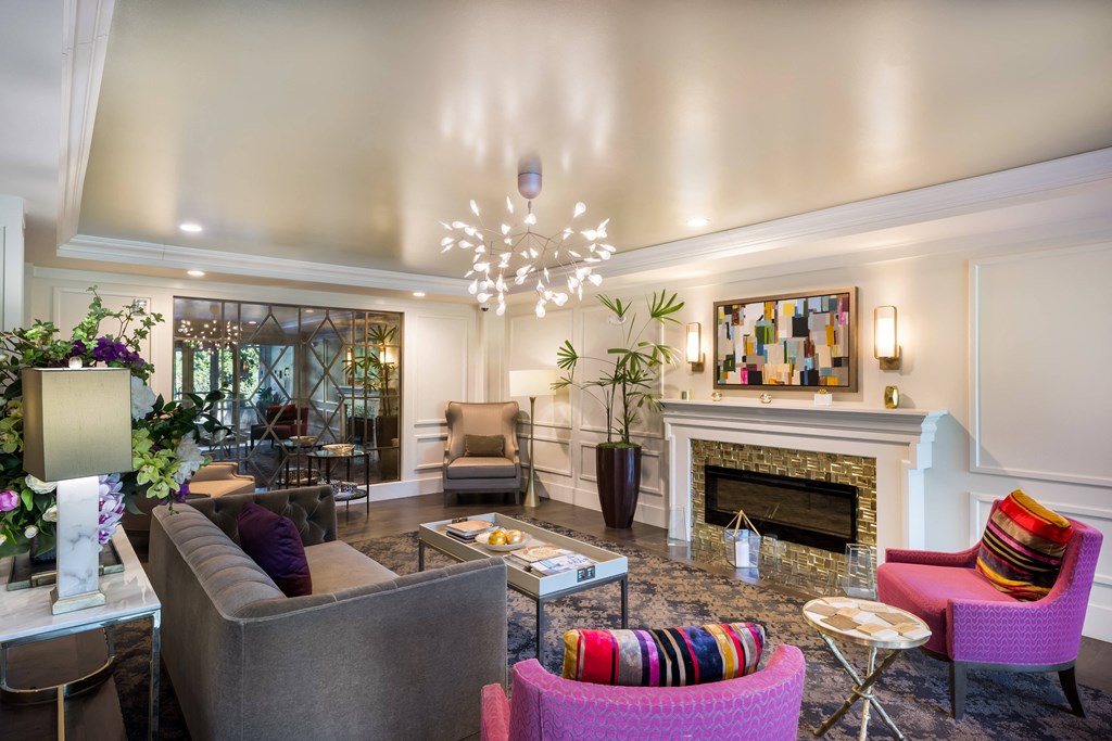 Lux Apartments Lobby with Fireplace Lux Apartments Lobby with Fireplace