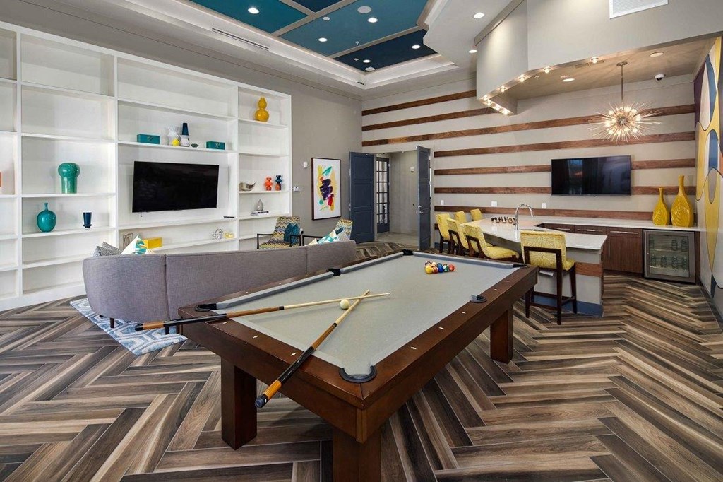 M South Apartments Clubhouse Lounge with Billiards Table