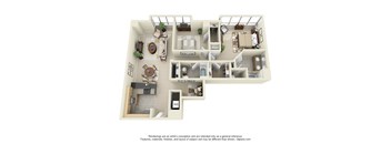 M Street Apartments in Seattle, Washington Two Bedroom with Den Floor Plan