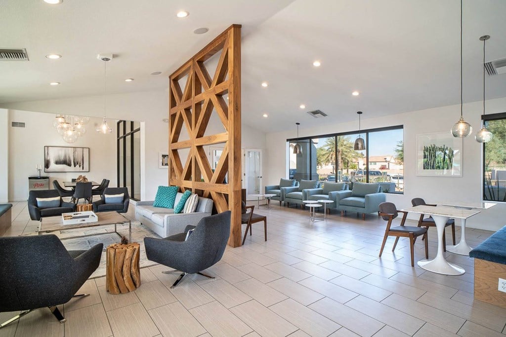 the lobby at the bradley braddock road station apartments