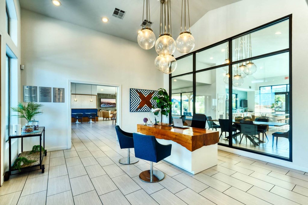 the lobby at the bradley braddock road station apartments