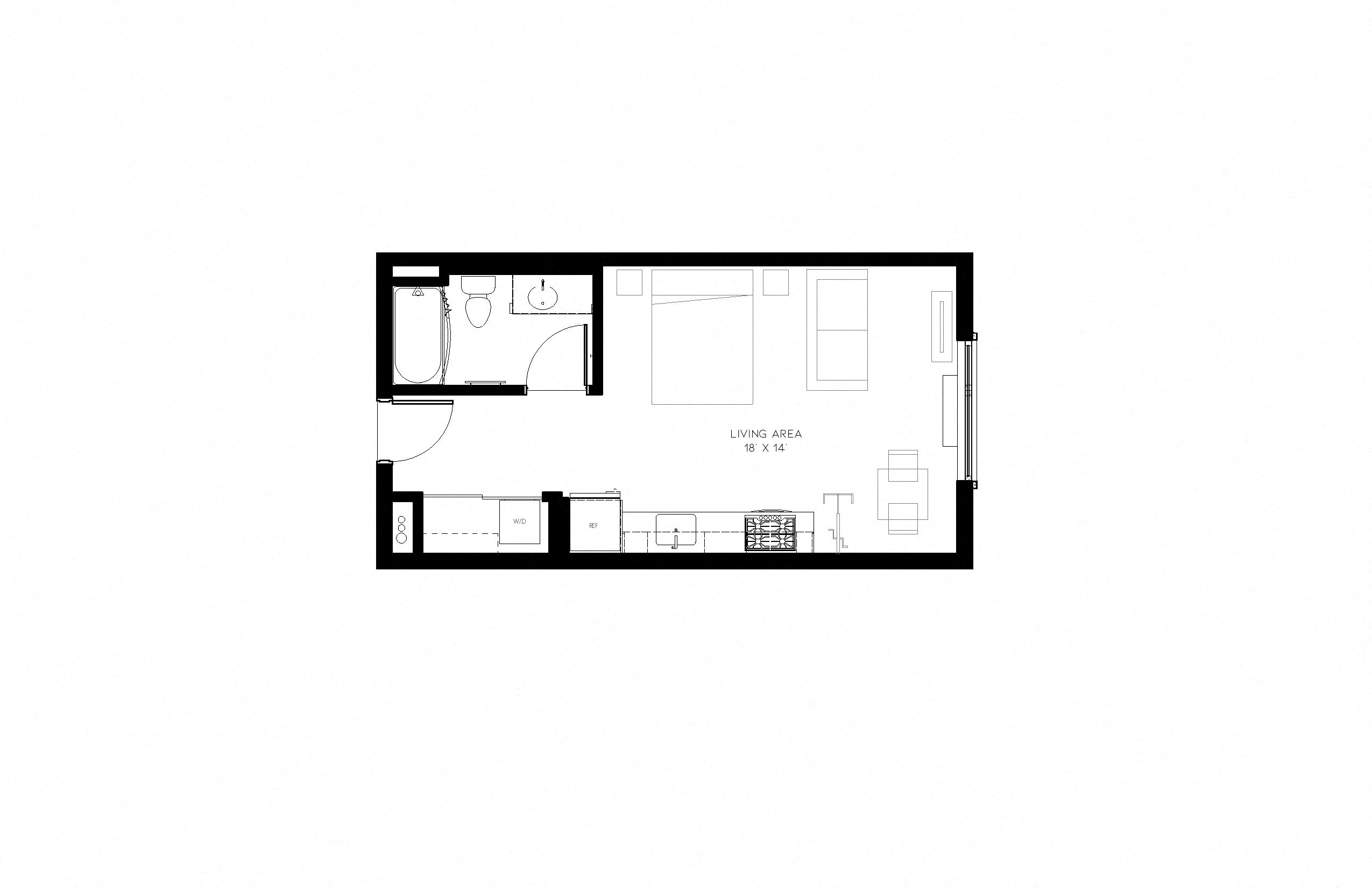 Multnomah Station Apartments Studio 2D Floor Plan