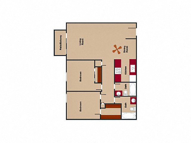 Madera at Metro Two Bedroom Two Bathroom Floor Plan