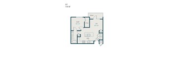 A 2 bedroom apartment with a living room, kitchen, and bathroom.