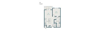 A 3 bedroom apartment with a living room, kitchen, dining room, and bathroom.