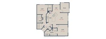A floor plan of a house with labeled rooms such as sleep, dine, and live.