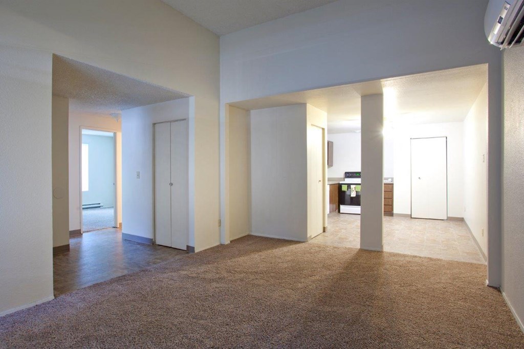 Maple Ridge Apartments Model Living Room and Kitchen