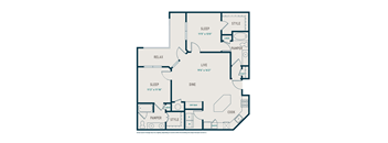A black and white image of a house floor plan with rooms labeled.