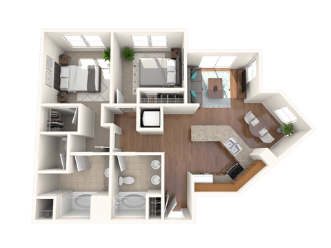 The Mercer Apartments Mercerdale Two Bedroom Two Bathroom Floor Plan