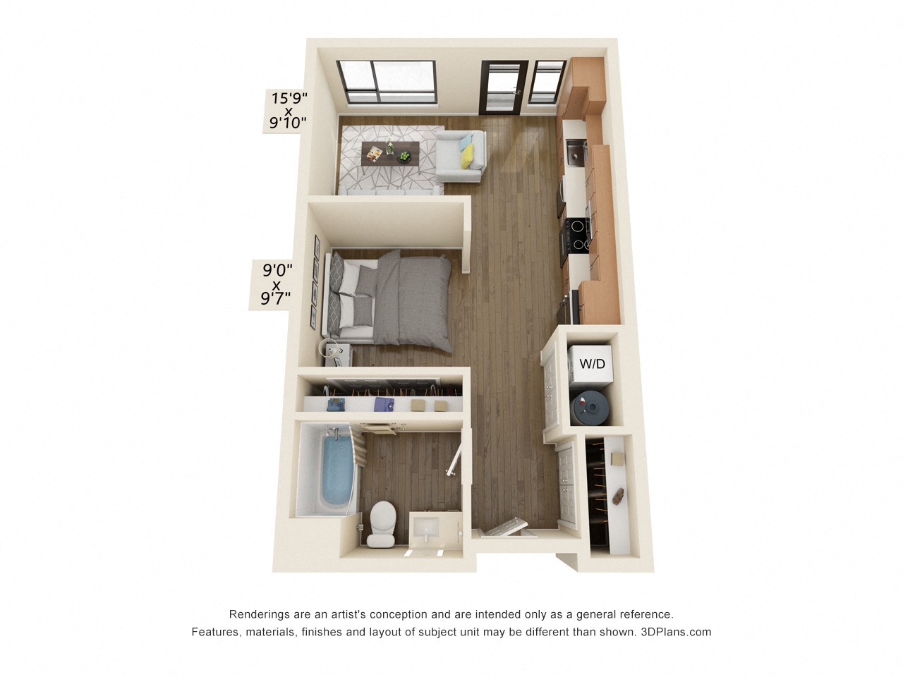 Meritage West Apartment Homes in Boise, Idaho Studio Floor Plan