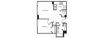 Met Spires Apartments 2D Floor Plan - 1x1 560