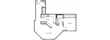 Met Spires Apartments 2D Floor Plan - 1x1 720