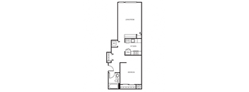Met Spires Apartments 2D Floor Plan - 1x1 685