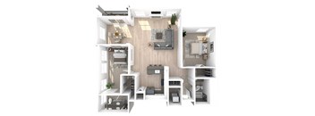 Villaggio on Yarrow Bay Apartments Milan 3D Floor Plan