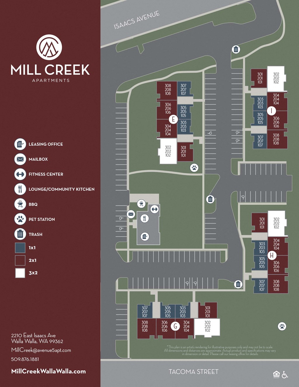 Mill Creek Apartments in Walla Walla, Washington Site Map