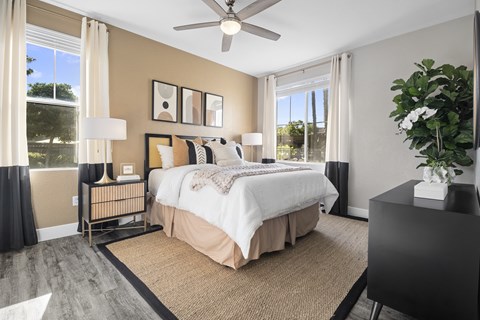 Estancia at Mission Grove Apartments Bedroom with Large bed