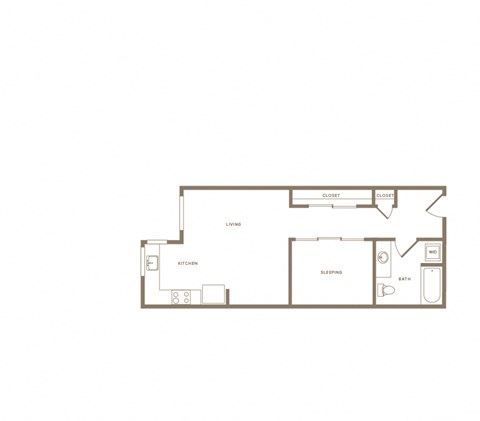 Studio 1 bath floor plan I at Wilcox, Seattle, 98107