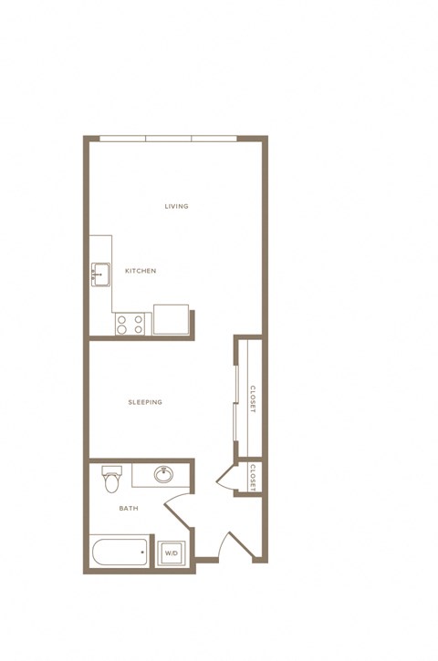 1 bedroom 1 bath floor plan A at Wilcox, Seattle