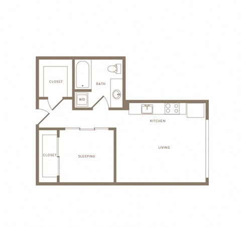 1 bedroom 1 bath floor plan C at Wilcox, Washington