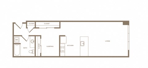 1 bedroom 1 bath floor plan F at Wilcox, Seattle