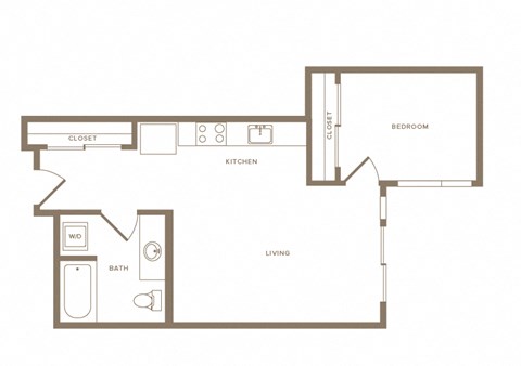 1 bedroom 1 bath floor plan I at Wilcox, Seattle, 98107