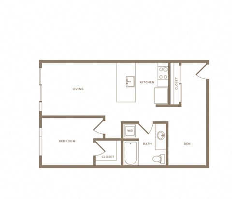1 bedroom 1 bath floor plan K at Wilcox, Seattle
