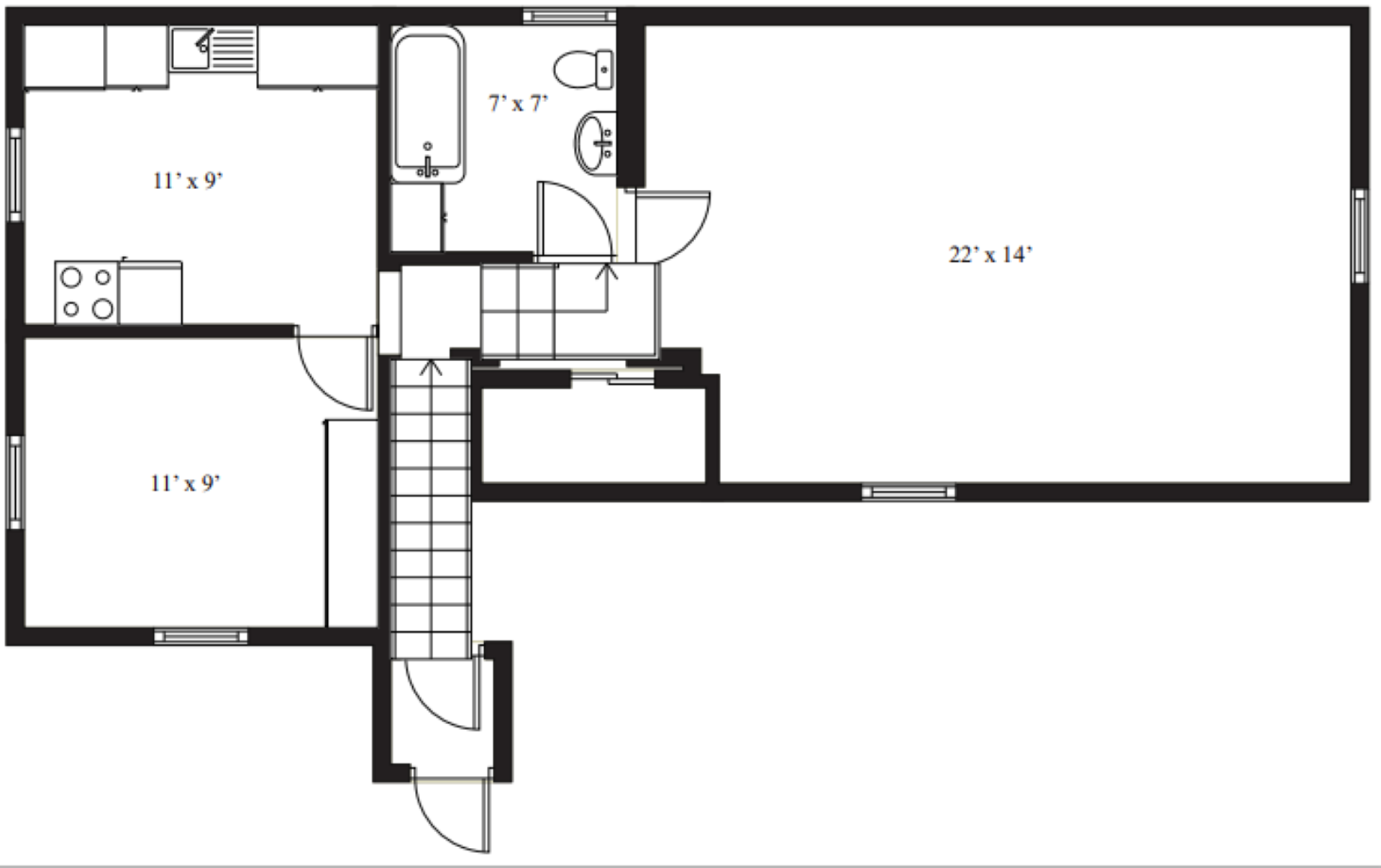 Morain Estates One Bedroom One Bathroom Floor Plan